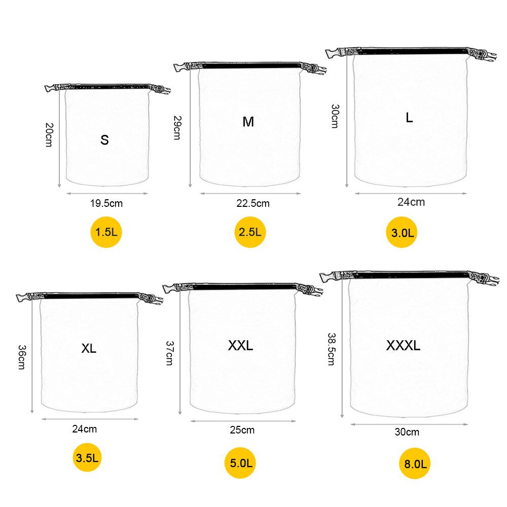 6 PCS Outdoor Waterproof Bag Dry Sack Waterproof Dry Backpack Storage Pouch for Drifting Boating Floating Kayaking Beach