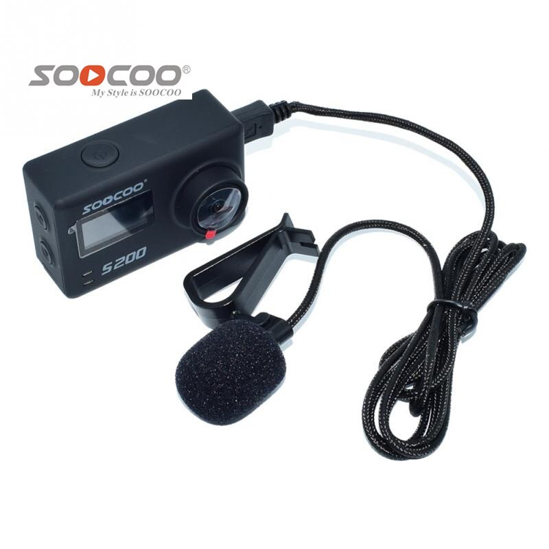 Soocoo accessoires uitgebreide microfoon microfoon met houderclip voor  s200 s80 s300 4k sport action camera's