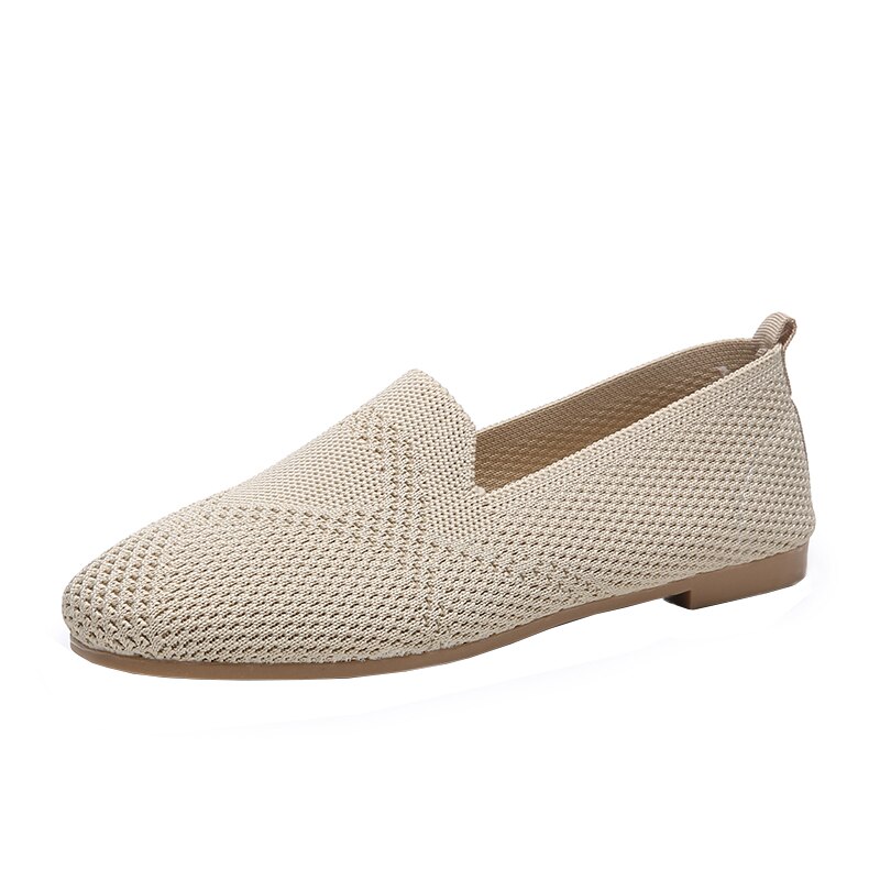 Chaussures coréennes à tricoter chaussures plates doux bout carré bouche peu profonde ballerines femme décontracté femme baskets dames chaussures Modis Ba