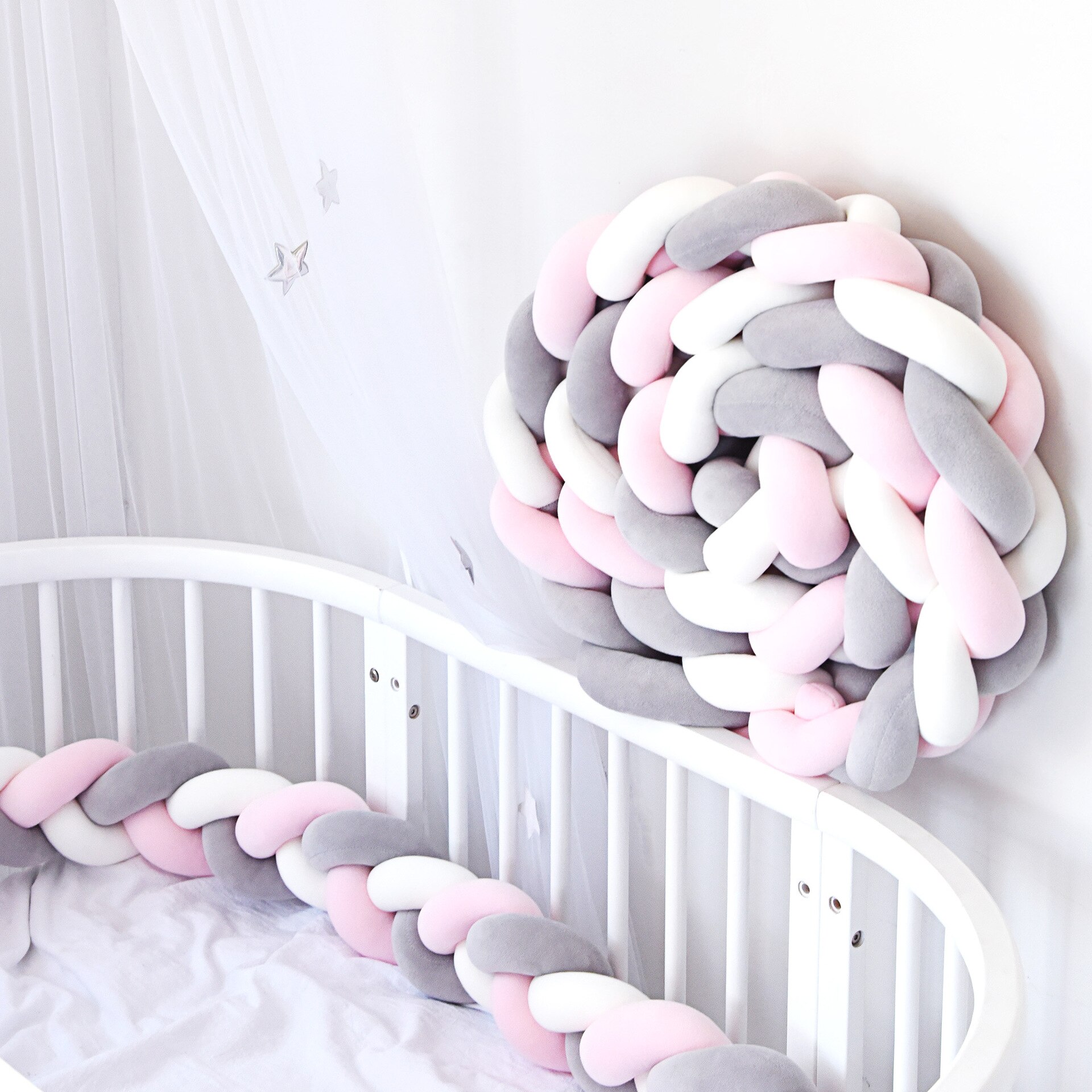 3M Lengte Katoen Weave Pluche Knoop Kamer Decoratie Meisje Kinderkamer Berço De Bebe Protector De Cuna: 5