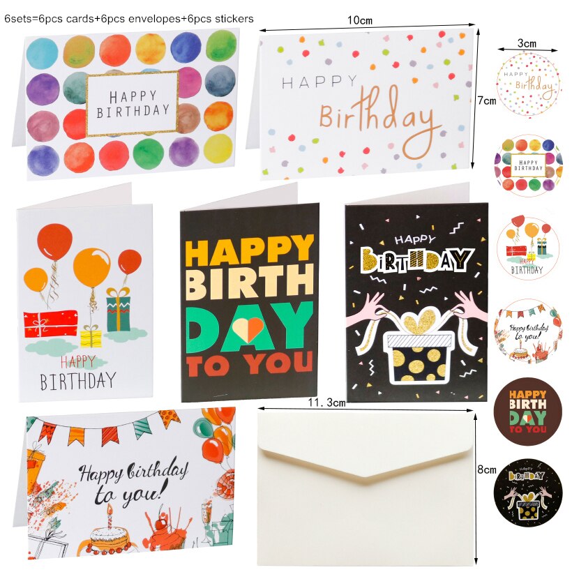 6sets Happy Birthday Greeting Card Envelope Baby Shower Party Invitation Envelope Blank Inside Stationery Envelope Postcard: Default Title
