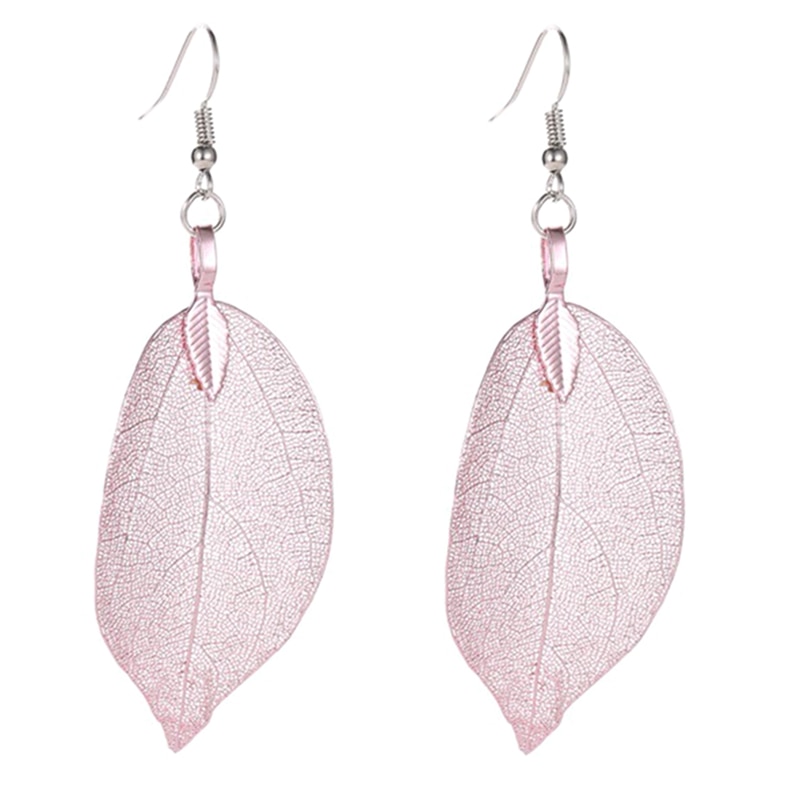 Natural Real Leaf Earrings Gold And Silver Big Statement Earrings For Women Tree Earrings