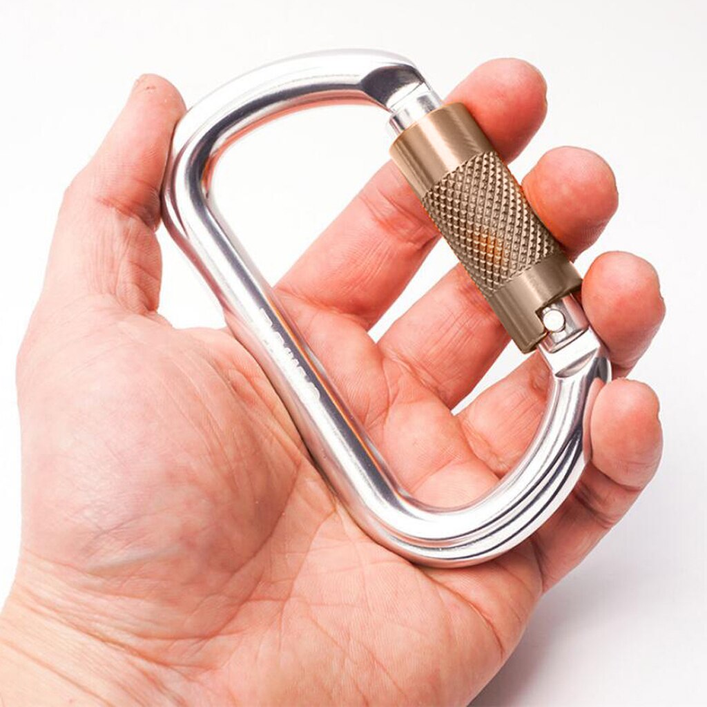Quickdraw Carabiner 25KN Twist Screw Gate Auto Locking Buckle for Climbing Caving Rappelling Rescuing