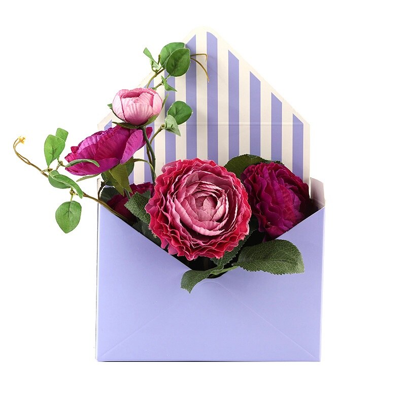 10PCS Envelope Flower Boxes Bouquet Box Hand Holds Folding Floral Bouquet Paper Box Romantic Flower Paper Holder Decor: 02