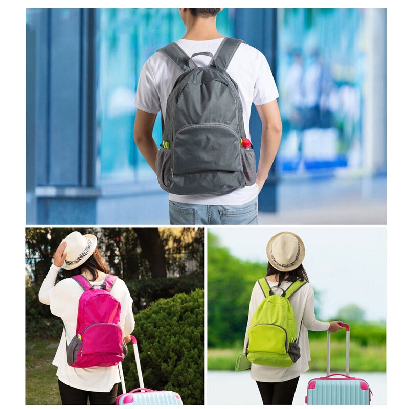 Portable voyage sacs à dos Zipper solide en Nylon sac à dos voyage femmes hommes sacs à bandoulière sac pliant