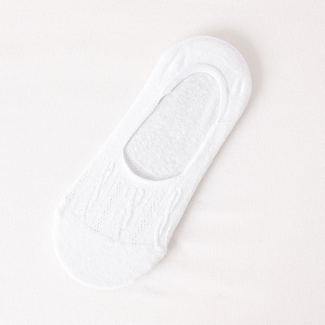 Women Socks Lady Casual Breathable Ankle Boat Socks Girls Invisible Non-slip Cotton Socks Women Low Cut Socks: White
