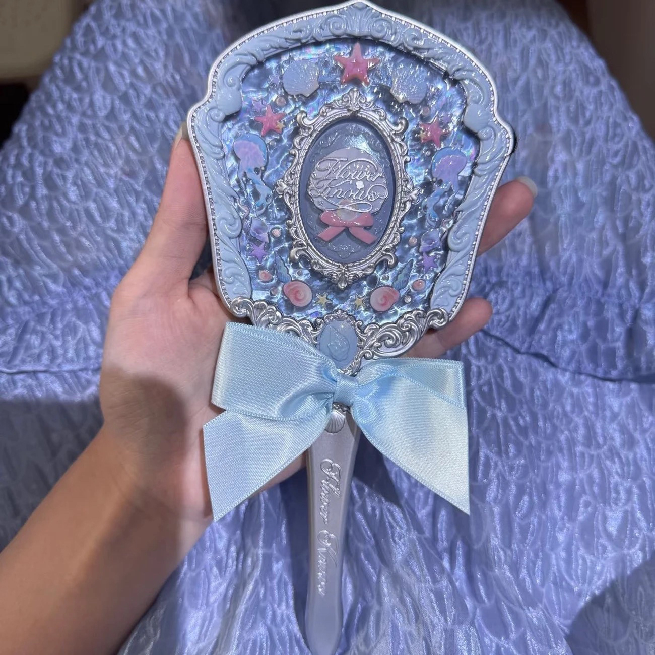 Flower Knows Mirror Moonlight Mermaid Collection Handheld Mirror Limited White Blue Pink Chocolate Fairy Mirror: Beige