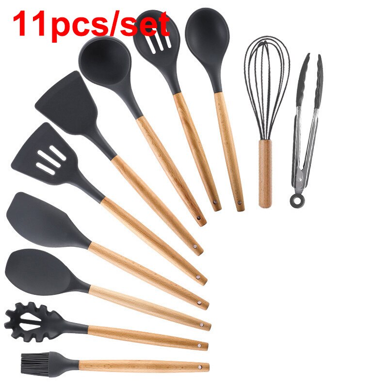 Silicone Keukengerei Set Bpa Gratis Hittebestendig Koken Bakken Tools Gadgets Keukengerei Met Container: 11pcs6