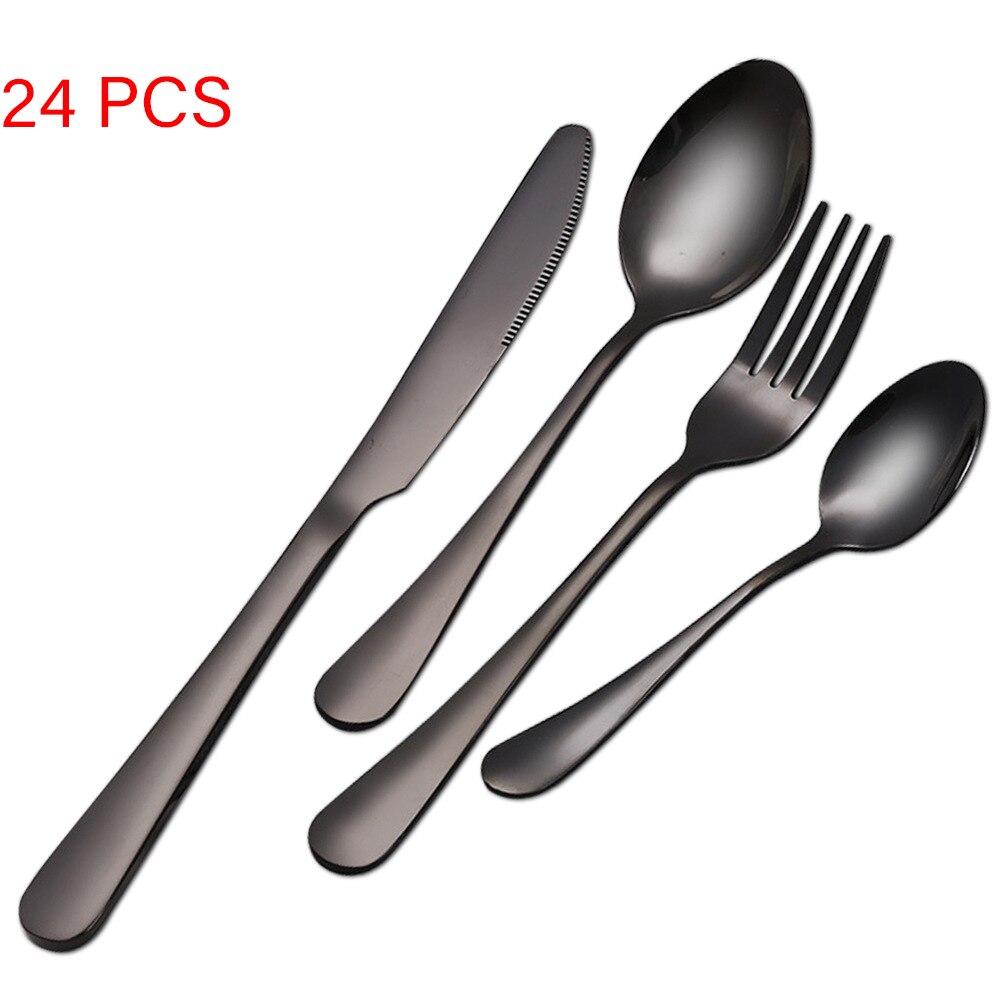 24 Stks/set Goud Bestek Zilverwerk Set Steak Mes Vork Lepel Theelepel Noble Wedding Party Reizen Thuis Luxe Bestek Set: Without box G