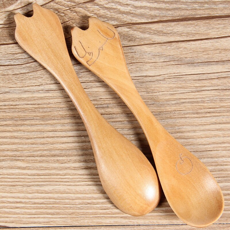 Cucharilla de arroz de madera para cocina, cucharilla de arroz de madera Natural respetuosa con el medio ambiente, pala de Paddle de arroz de caricatura Animal, cucharilla de arroz de pescado bonita