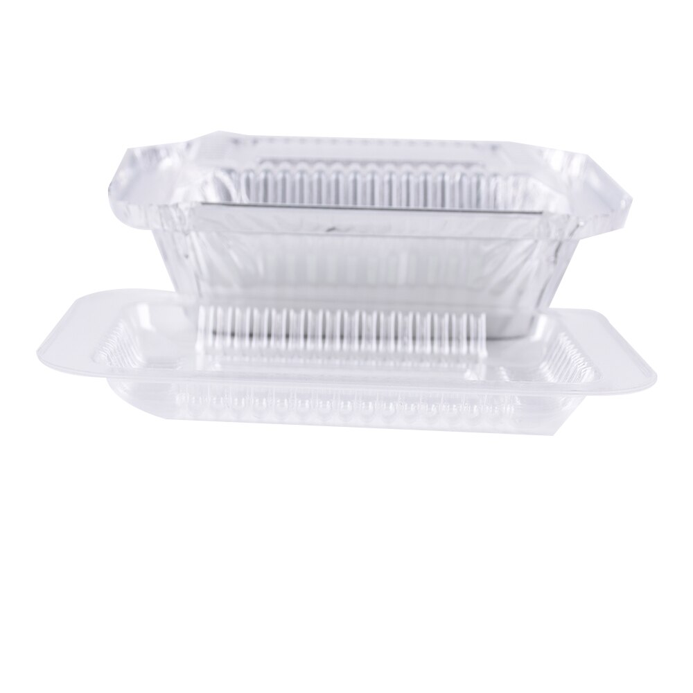 100pcs Aluminum Foil Containers With Plastic Lid For Restaurant Take-Out Packing Food