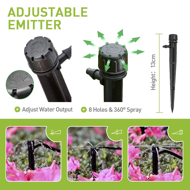 4/7mm Hose Drip Irrigation System 360 Degree Adjustable 8 Hole Sprinkler Garden Watering Kit Inserting Ground Micro Flow Dripper