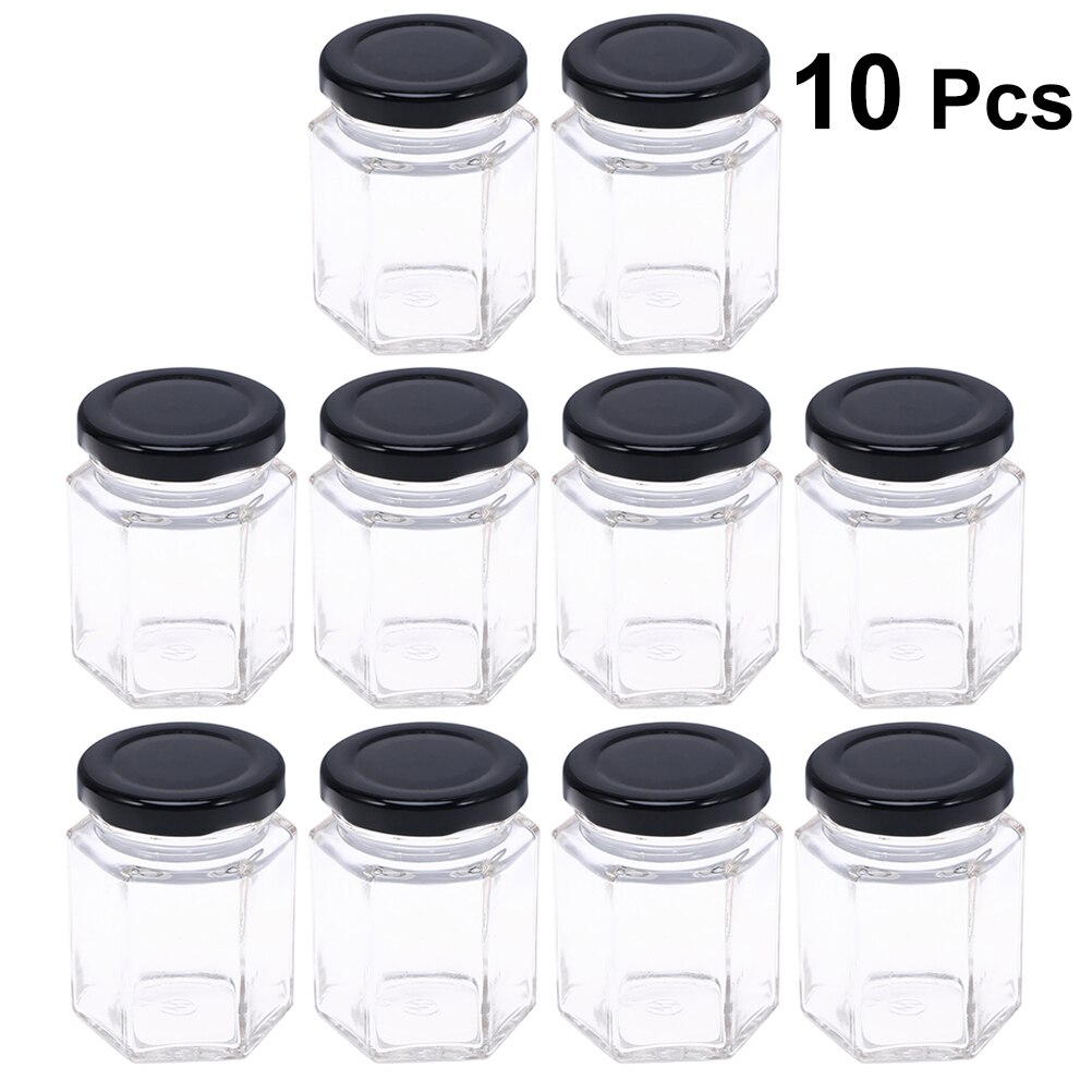 Bouteille hexagonale transparente en verre, 45ml/85ml, bocal vide pour stockage de miel, bocal de sucre, pour la cuisine à domicile 10 pièces