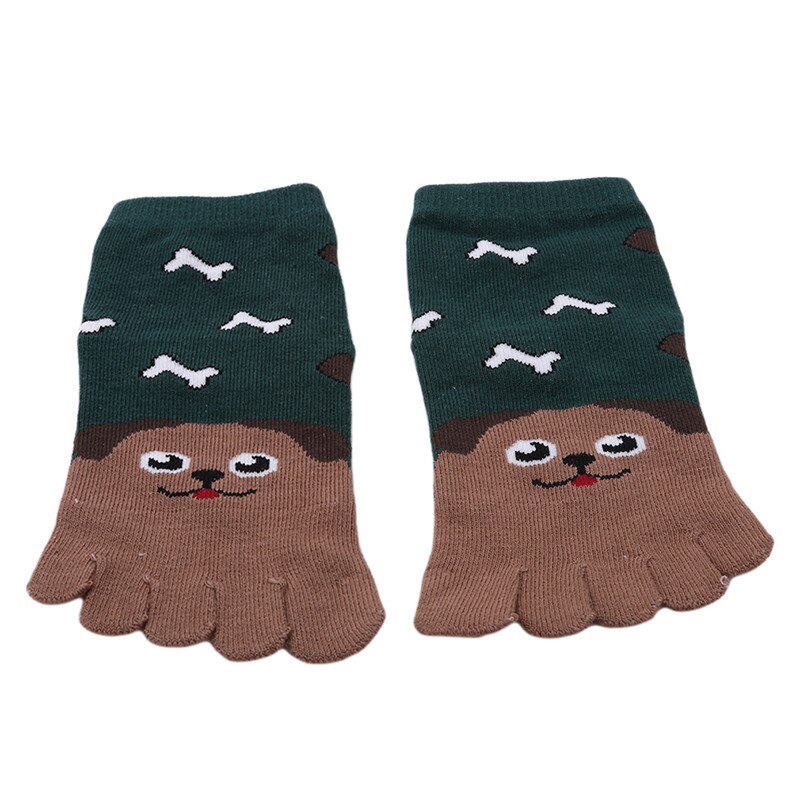 noël nouvel an Kawaii enfants chaussettes coton Animal 3-12 ans garçons filles chaussettes orteil chaussettes pour enfants cinq doigts chaussette: Brown puppy / 7-12 year old