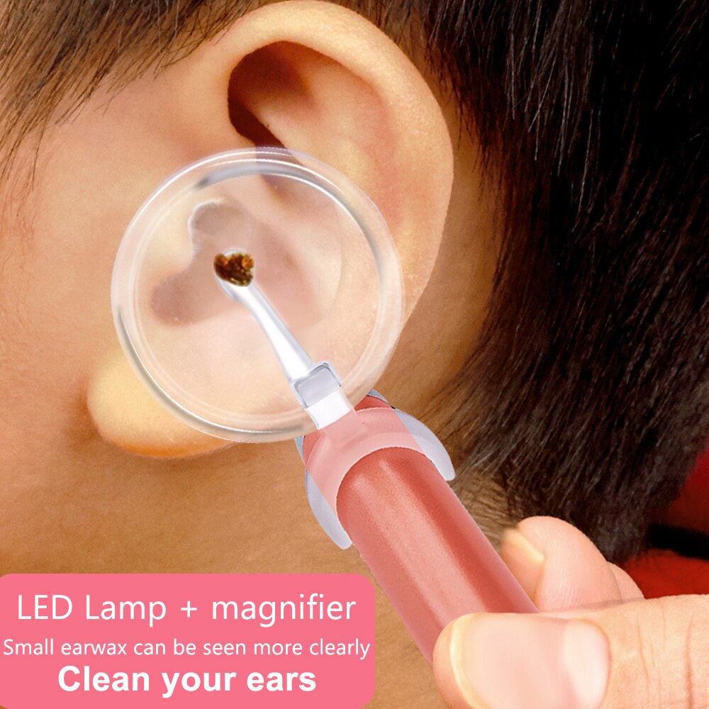 Ohr Reinigung LED Licht Ohr Reiniger Löffel Earpick Baby Ohren Reinigung Werkzeug mit Lupe Zwei Löffel Ohr Pflege Werkzeug Ohr wachs Entfernung