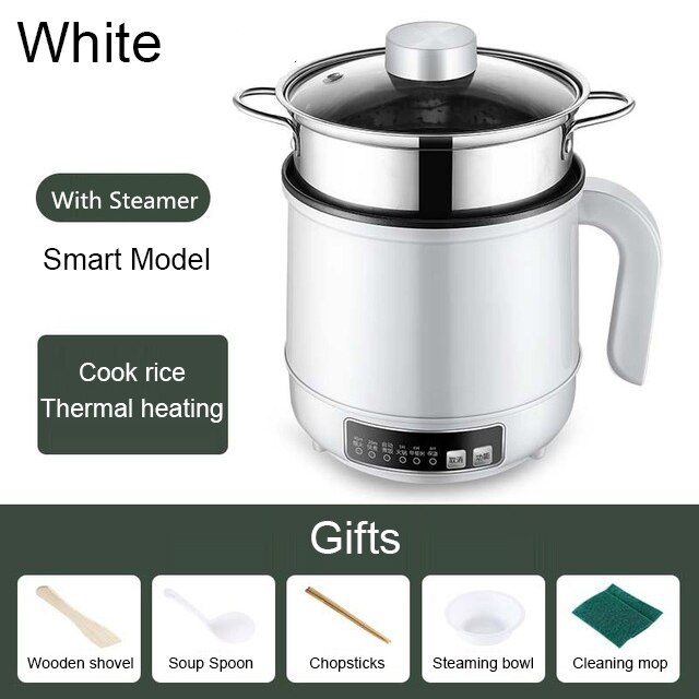 Household MultiCooker Electric Skillet Stainless Steel Rice Cooker Hotpot Noodles Soup Pot Eggs Food Steamer Heating Pan: 8 / US