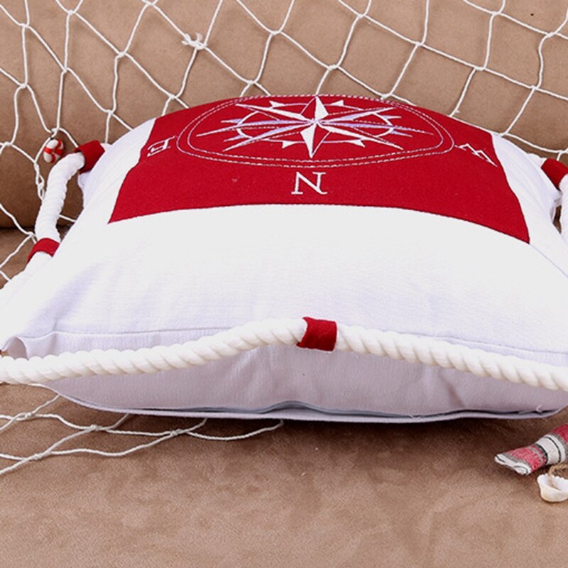 Medelhavet navigering inredning marin havet marin örngott canvas för kompass broderi kuddfodral