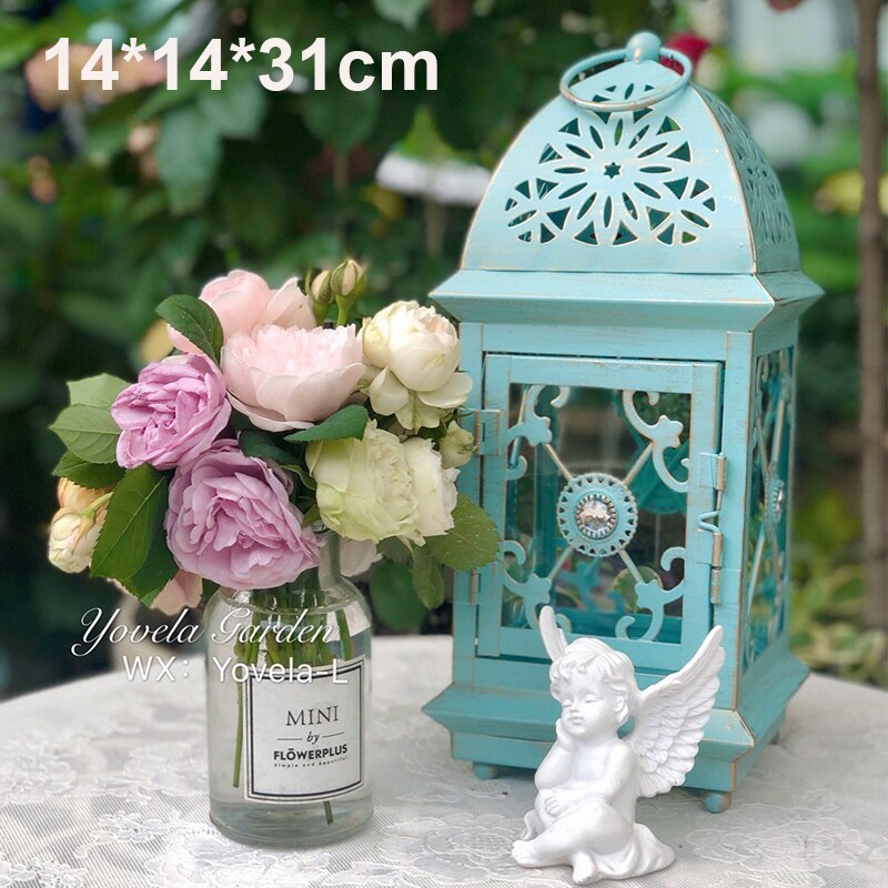 Smeedijzeren glazen retro kaarsenhouder tuin vloer buiten winddichte lamp grote draagbare lamp bruiloft lamp decoratie ornamenten: 7- liter