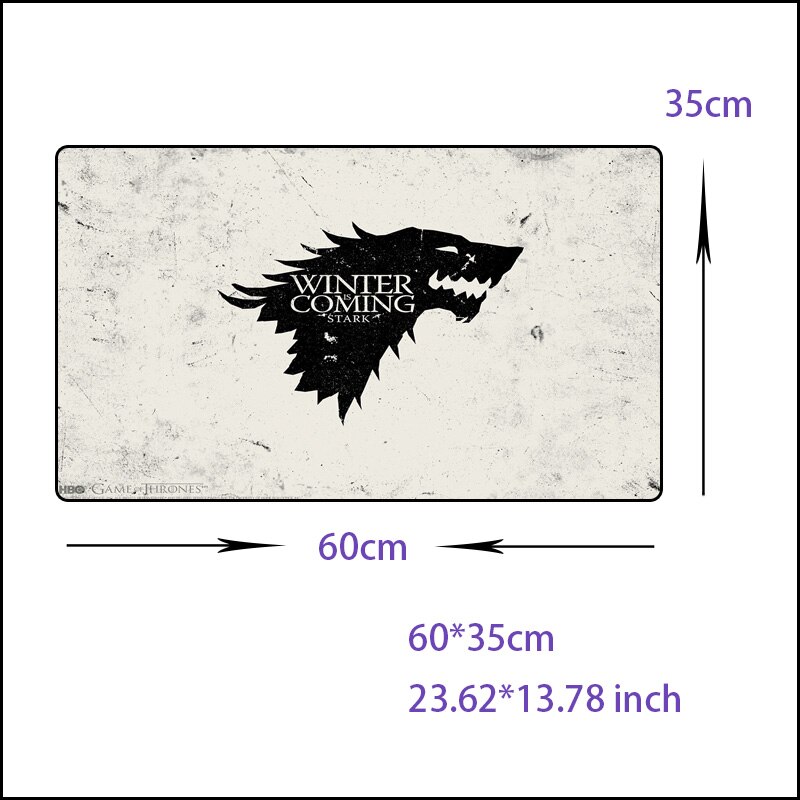 Alfombrilla de ratón grande Thrones para Gaming Starks, alfombrilla de ratón antideslizante de goma Natural, accesorios para juegos de ordenador y PC: 350X600X2MM