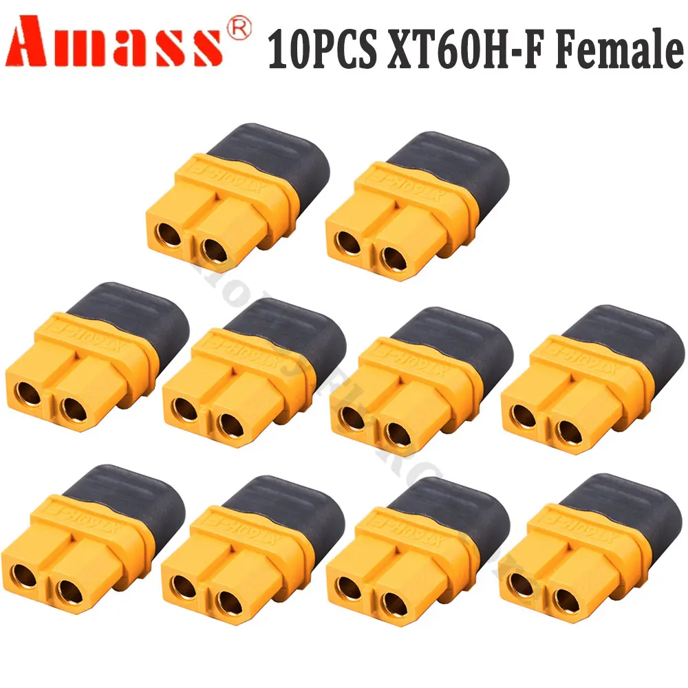 10 peças conector amass xt60h + xt60 com capa de proteção macho fêmea plugue de alimentação com bainha para bateria lipo aviões rc carros: Branco