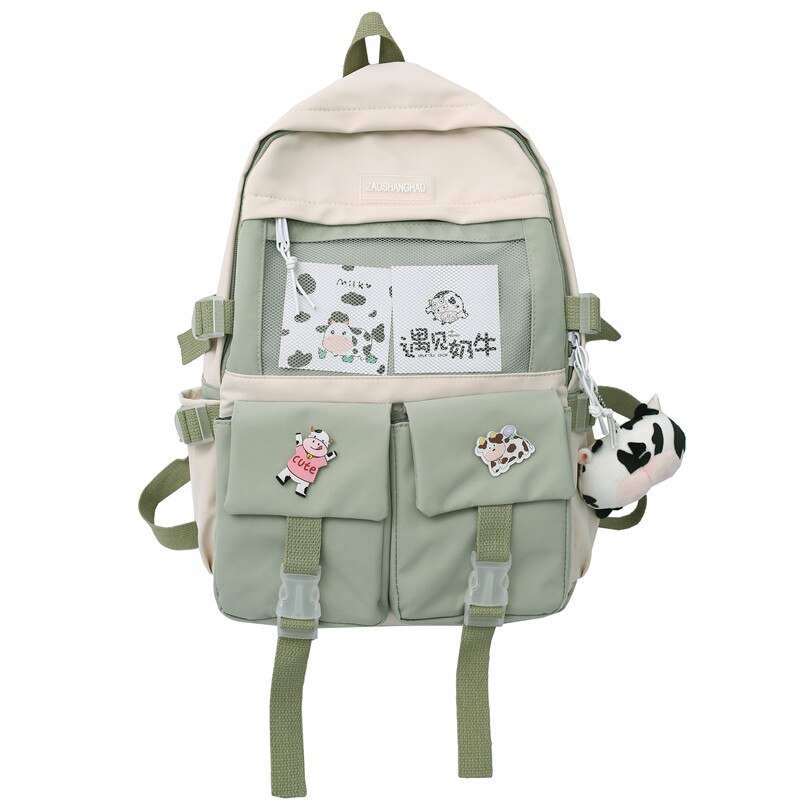 ESTUAQUEEN nowy wodoodporny nylonowy plecak kobiety kilka kieszeni plecaki podróżne plecak szkolny damski dla nastoletnich dziewcząt Book Mochilas: green / Backpack only