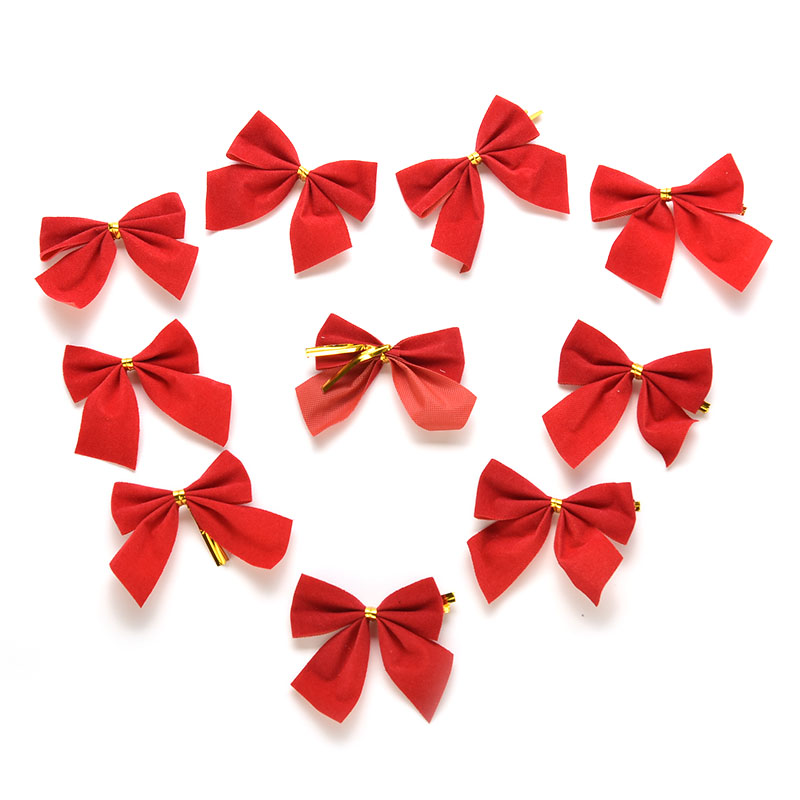12/24 st röd julgran rosett dekoration grannlåt år prydnader jultomten juldekoration tillbehör
