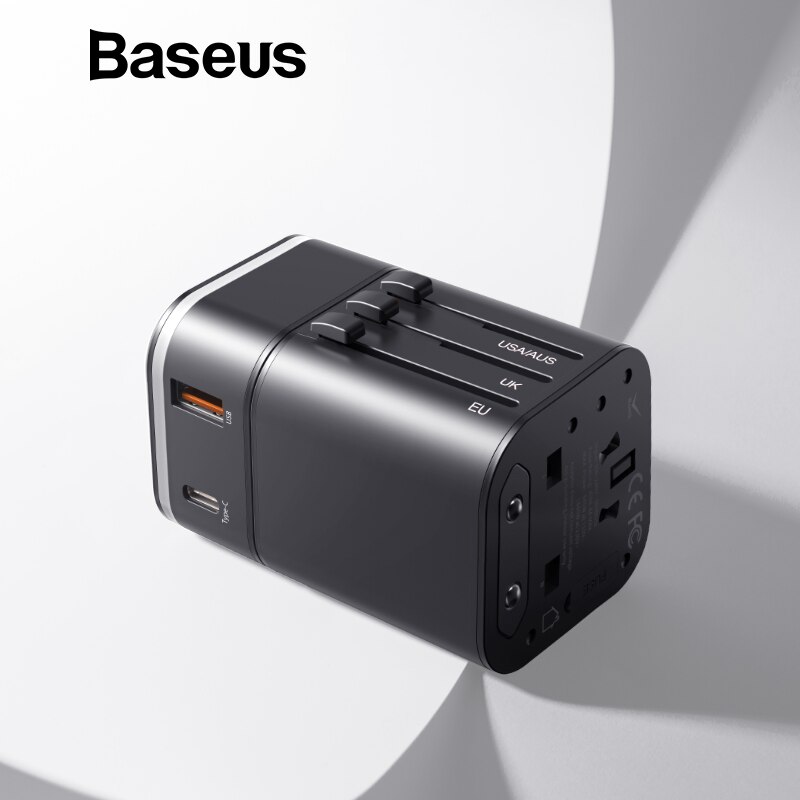 Baseus 18W Quick Charge 3,0 USB Ladegerät Reise Adapter mit PD3.0 Schnelle Telefon Ladegerät Globale Umwandlung Ladegerät Weltweit Adapter: Default Title