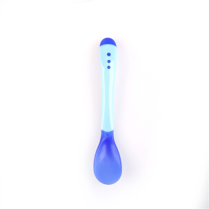 Cuchara y tenedor de silicona con sensor de temperatura, cubiertos de alimentación, 1 unidad: Blue - Spoon