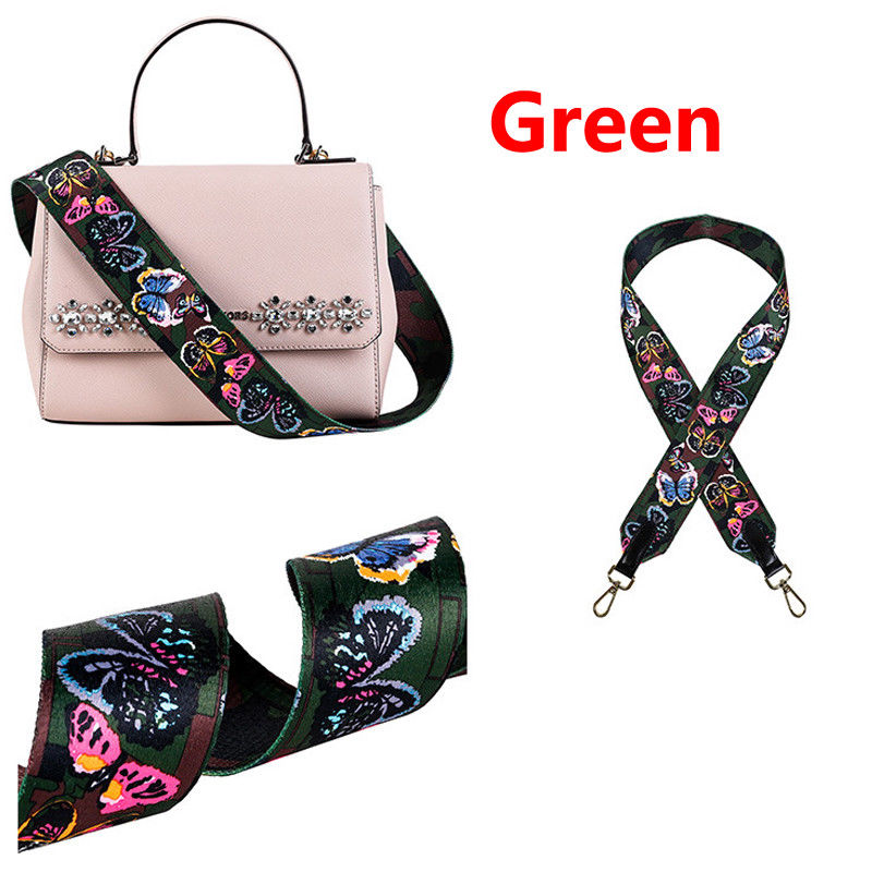 Nylon Farbigen Gürtel Taschen Gurt Zubehör für Frauen Regenbogen Einstellbare Schulter Aufhänger Handtasche Riemen Dekorative kette tasche: Grün