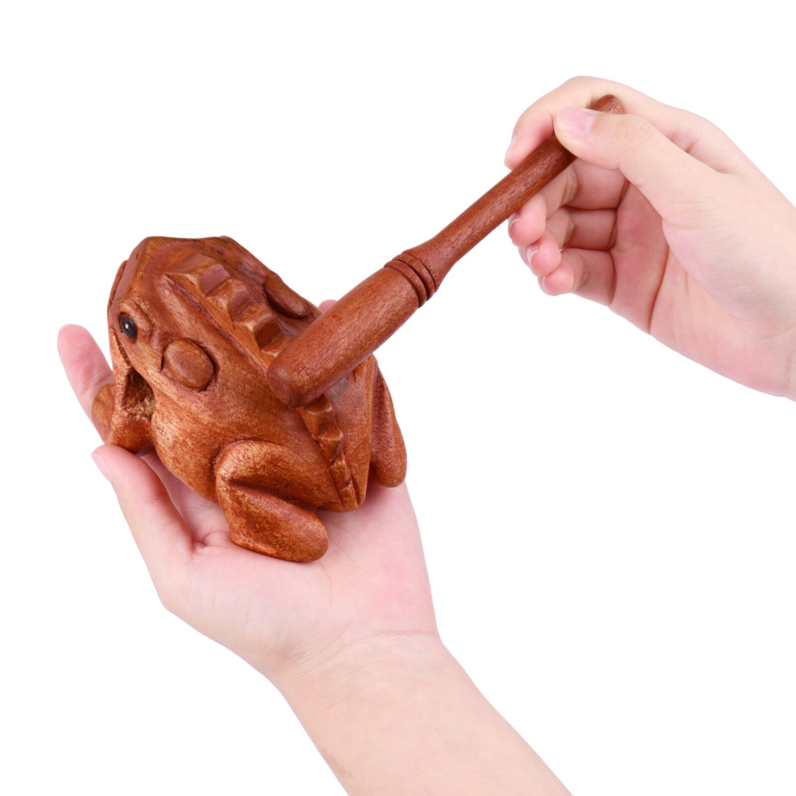 Muslady Small Frog Guiro Rasp Frog Sound Maker Around 4 Inches Long Solid Wood Musical Percussion Instrument Educational