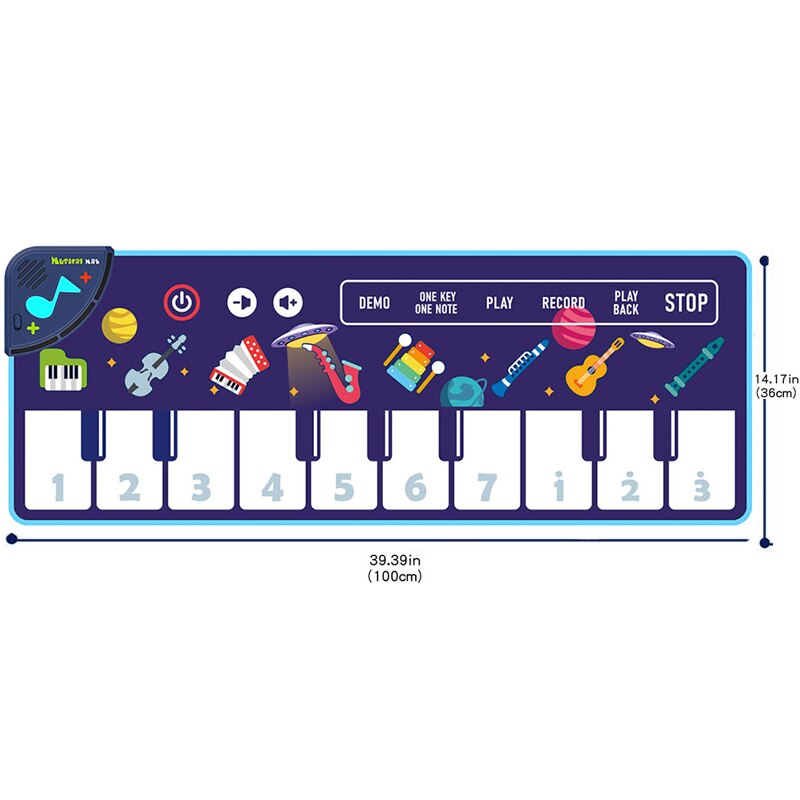 Tapete de Piano para bebé, tapete de teclado Musical, instrumento electrónico de música, alfombra de baile, juguetes educativos para niños pequeños, de navidad: E 100X36CM