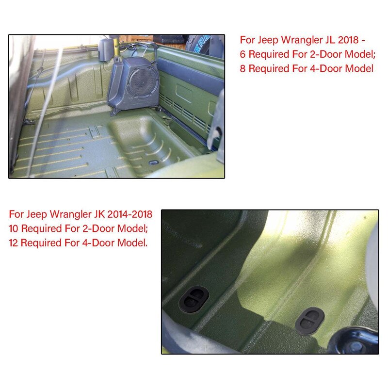 Black Floor Pan Drain Plug Rear Floor Pan Body Plug Small Rubber Plug For Jeep Wrangler JK JL Exterior Accessories