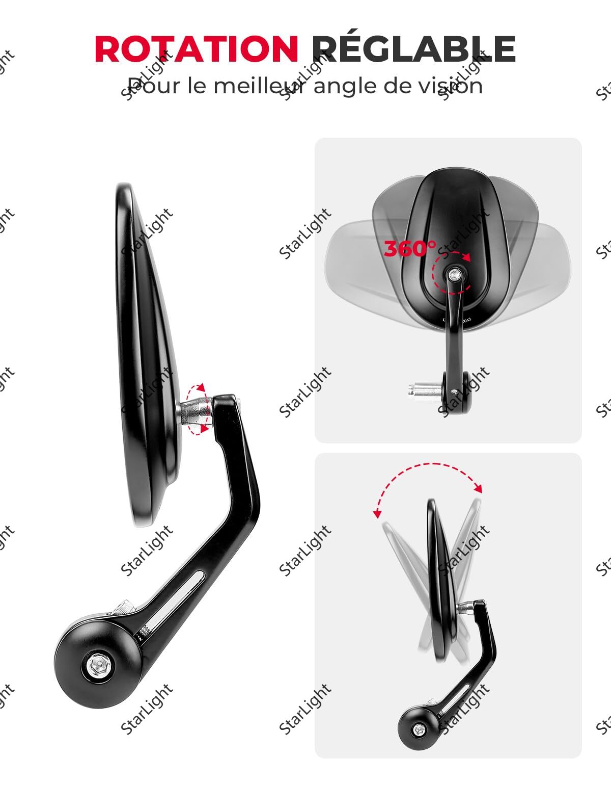 Specchietti laterali ad angolo regolabile per moto da 7/8" Accessori per specchietti retrovisori per specchietto retrovisore universale per scooter