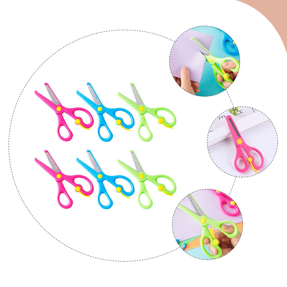 6pcs Kids Scissors Office School Craft Scissors Safety Scissors Stationary Accessories