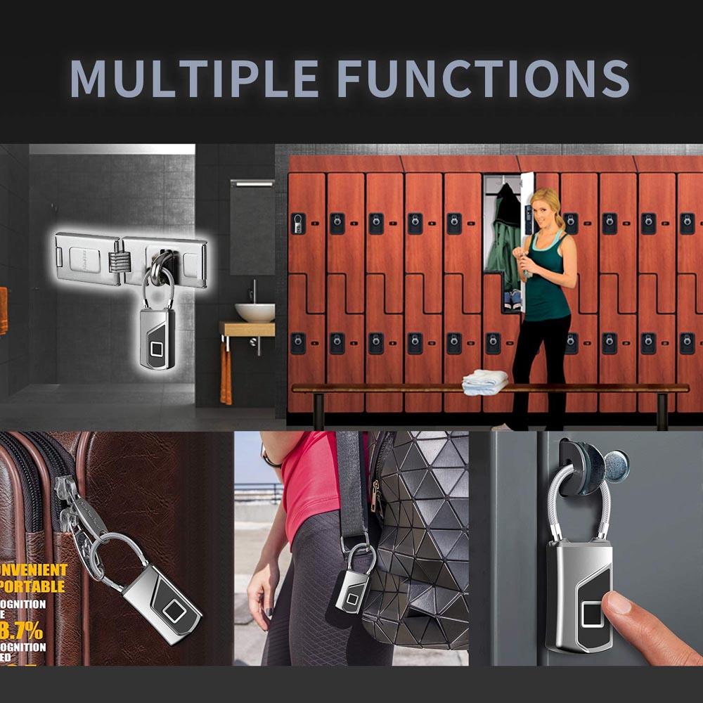 Bluetooth Fingerprint Padlock Smart Gym Locker Biometric Locks Small Touch Biometric Outdoor Waterproof Thumbprint Lock ZW06