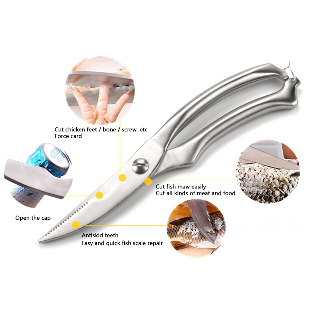 1pcs Strong Knives Kitchen Stainless Steel Poultry Fish Chicken Bone Scissors Kitchen Gadgets Chef Japanese Knife Cooking