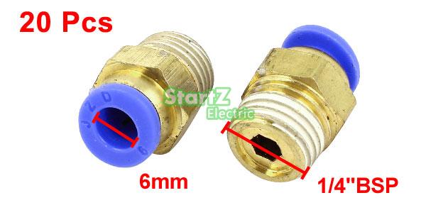6mm Tube 1/4"BSP Male Thread Quick Connector Pneumatic Air Fittings 20 Pcs