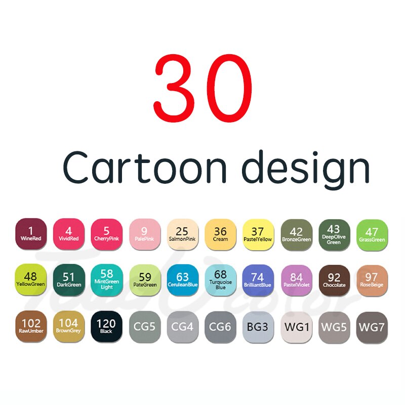 Negro de 30 colores arte conjunto de marcadores a base de Alcohol tinta rotulador para bocetos de la pluma para el artista dibujo Manga animación suministros: 30cartoon design