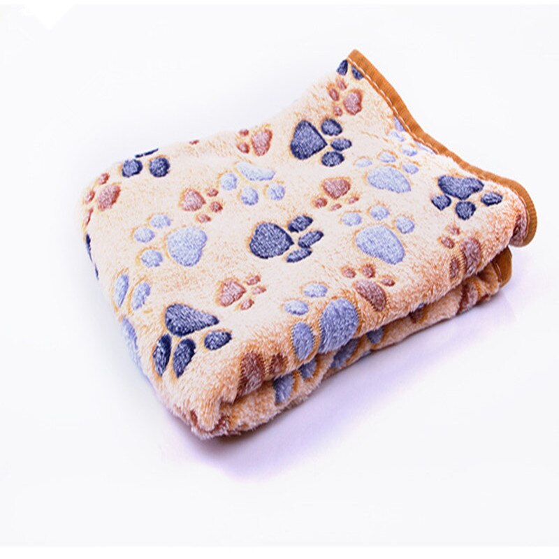Manta de lana suave con estampado de pata para perro, manta bonita y Floral para dormir, alfombrilla para camas, 3 colores, 40x60cm, 75x50cm: Camel / 76X52CM