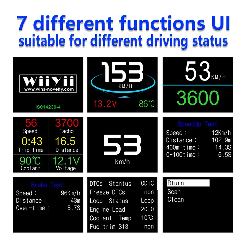 Universal HUD P10 Car Head Up Display Speed Projector OBD2 Speed Projector Hudway Drive Computer Digital Speedometer Display