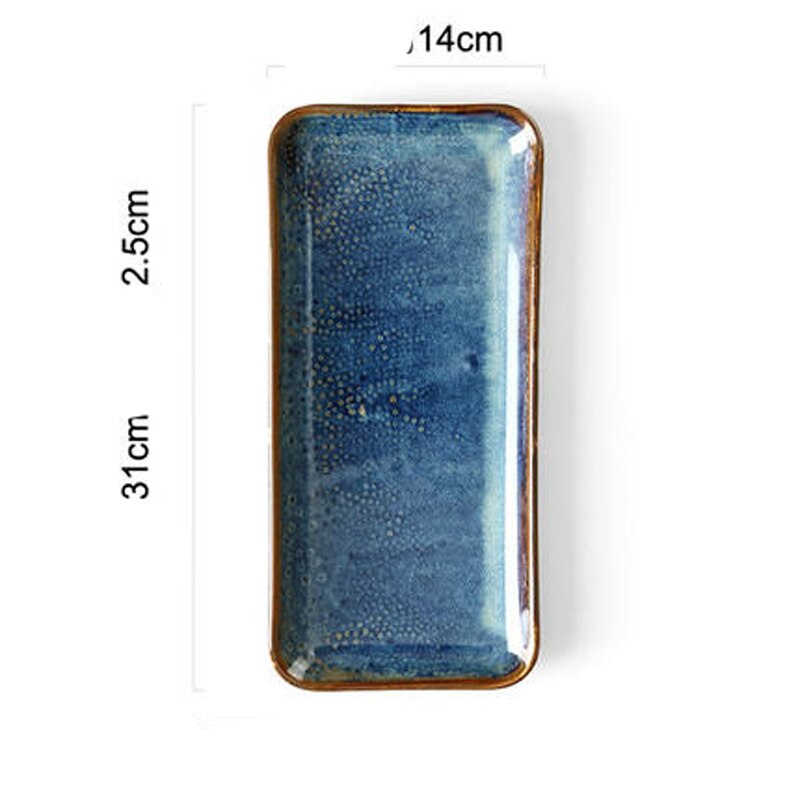 fish plate rectangular plate ceramic nordic dish plate household western tableware simple steamed fish plate: B