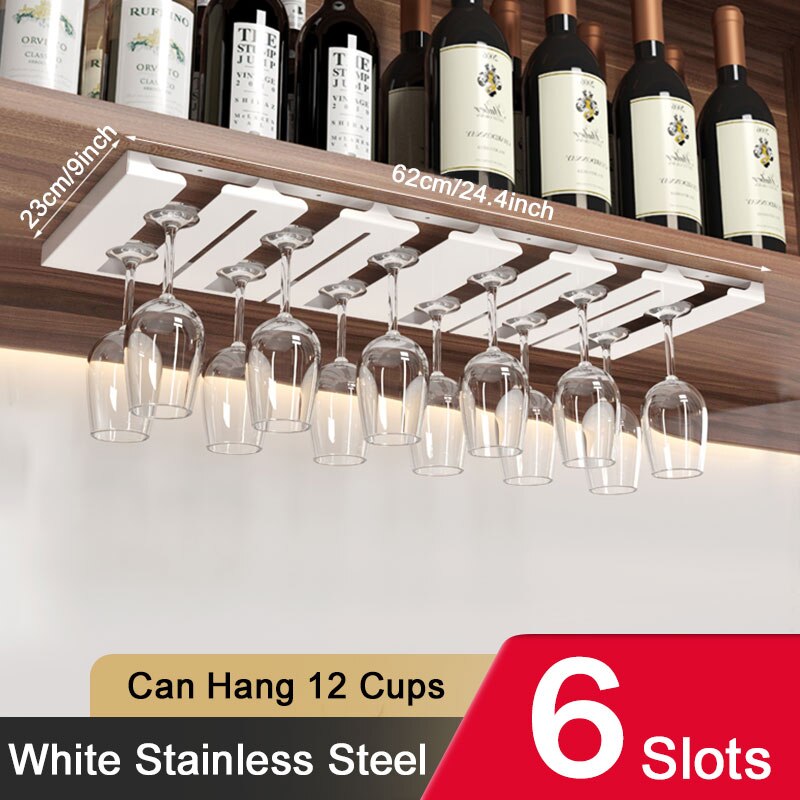 Stainless Steel Wine Rack Wine Glass Rack Wall Mount Holder Goblet Coffee Cup Hanging Rack Home Kitchen Bar Accessories: W6