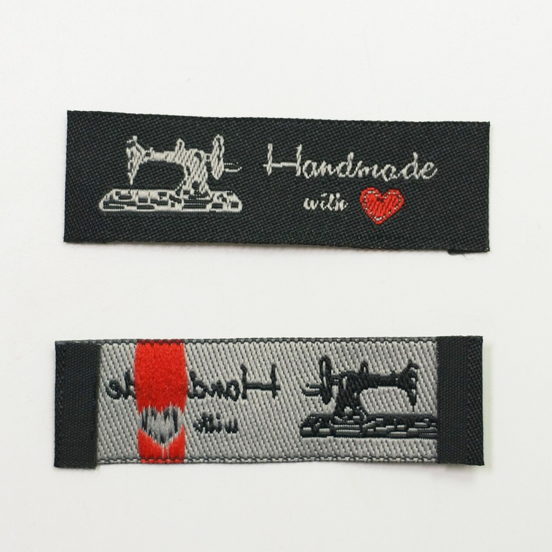 clothes Bags Woven Labels DIY Scrapbooking Craft Rectangle Heart Pattern handmade with love labels