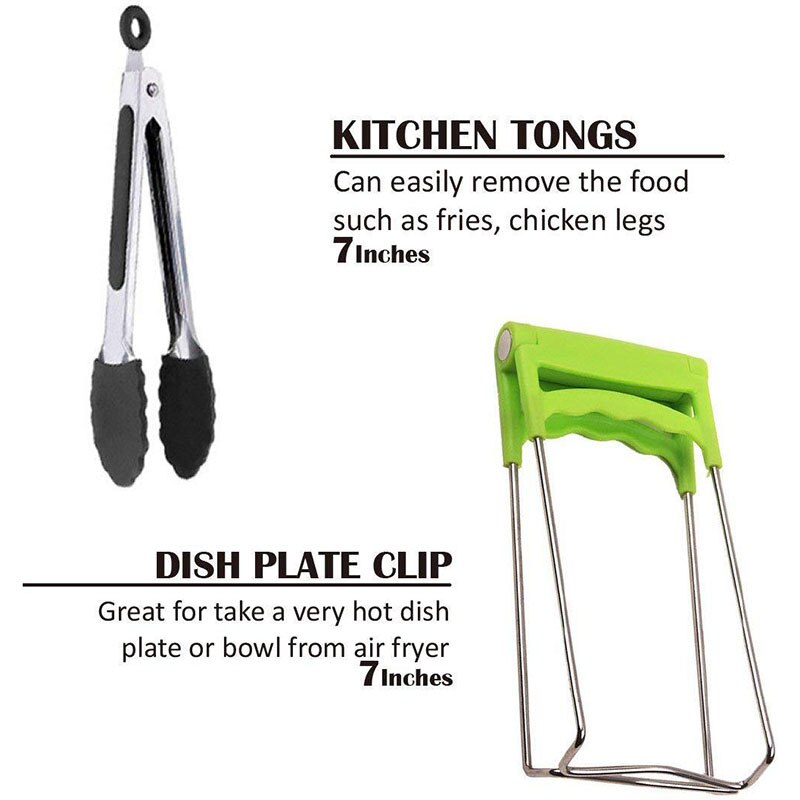 Electric Deep Fryer Parts Air Fryer Accessories 7in Inch 8 Pieces Set for 3.5-5.8QT Cake Barrel Pizza Pan Grill Kitchen Tools