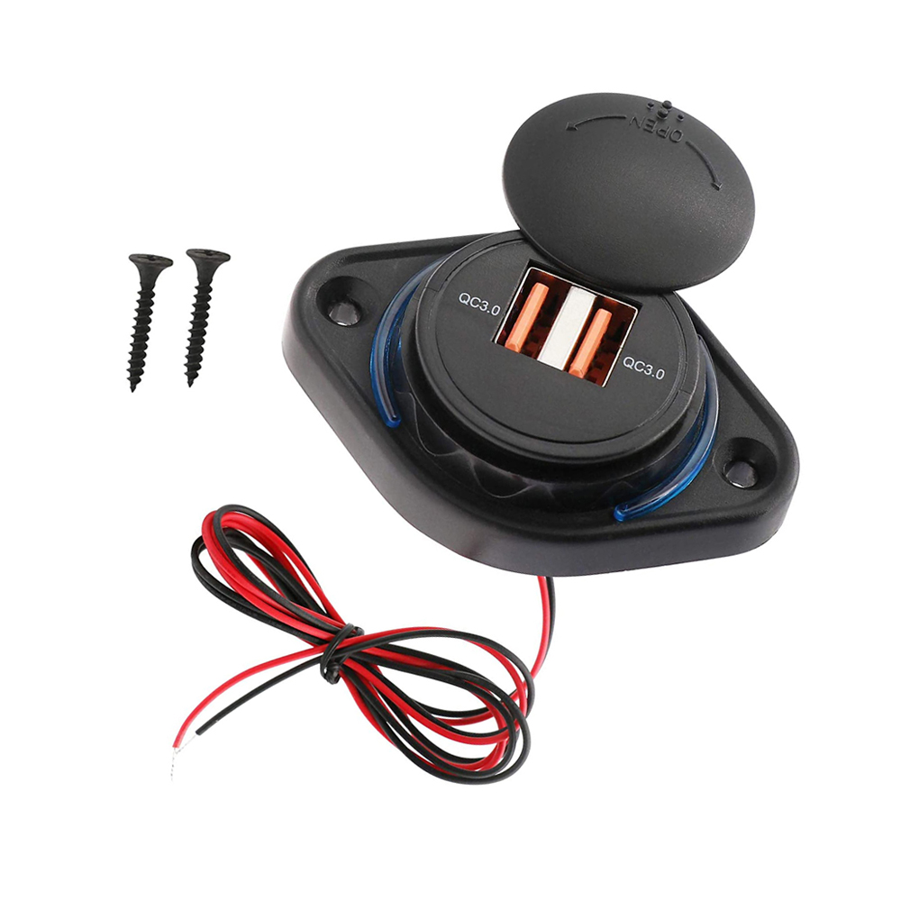 12-24V Dual Ports Car Charger Socket USB Charger Outlet Power Adapter with Sliding Cap for Car Motorcycle Truck ATV RV Boat: Yellow