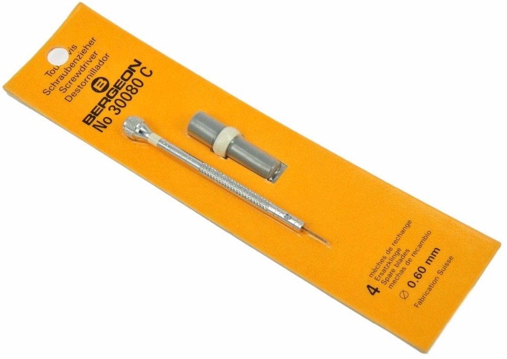 1pc Bergeon Watchmaker Screwdriver 30080 with Replacement Tips