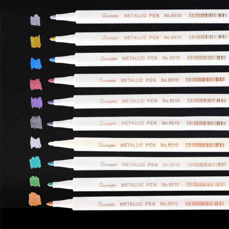 10 Pcs/Box Drawing Painting Marker Pens DIY Metal Waterproof Permanent Paint Marker Pens 1MM Student Supplies Craftwork Pen