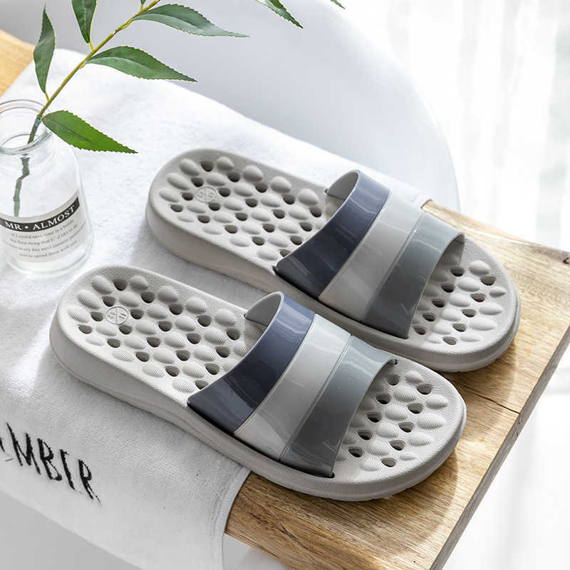 Zapatilla para baño antideslizante para hombre y mujer, zapatillas de verano resistentes al desgaste, cómodas, para interiores y baños: Medium grey / 43-44