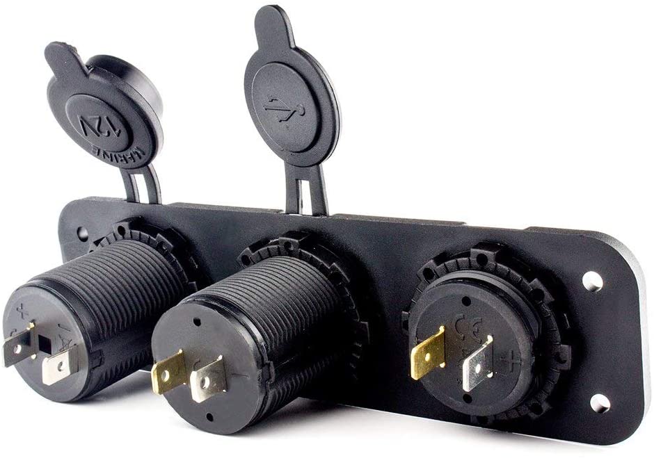 12V Universal 3 in 1 Cigarette Lighter Socket Dual USB Power Adapter Charger LED Digital Voltmeter for Car Auto Motorcycle Boat