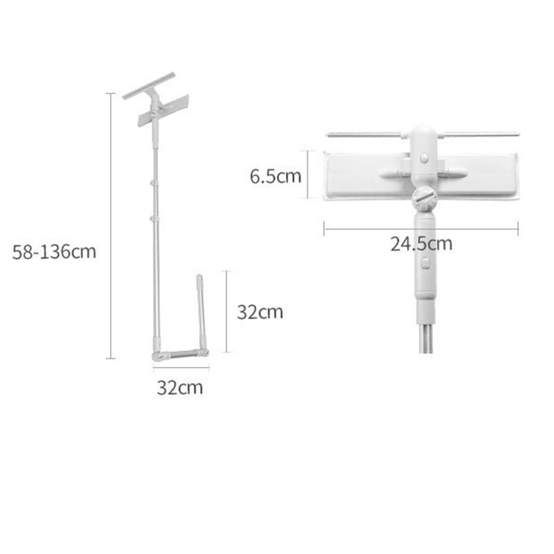 Window Cleaner Glass Cleaning Brush Tool with 180 Squeegee Head Extension Pole for Indoor and Outdoor Windows